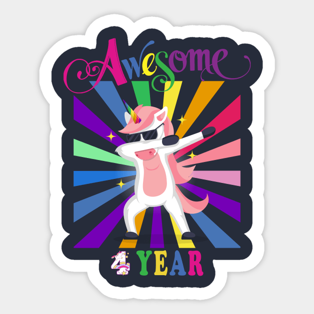 4th Birthday Unicorn Sticker by NI78